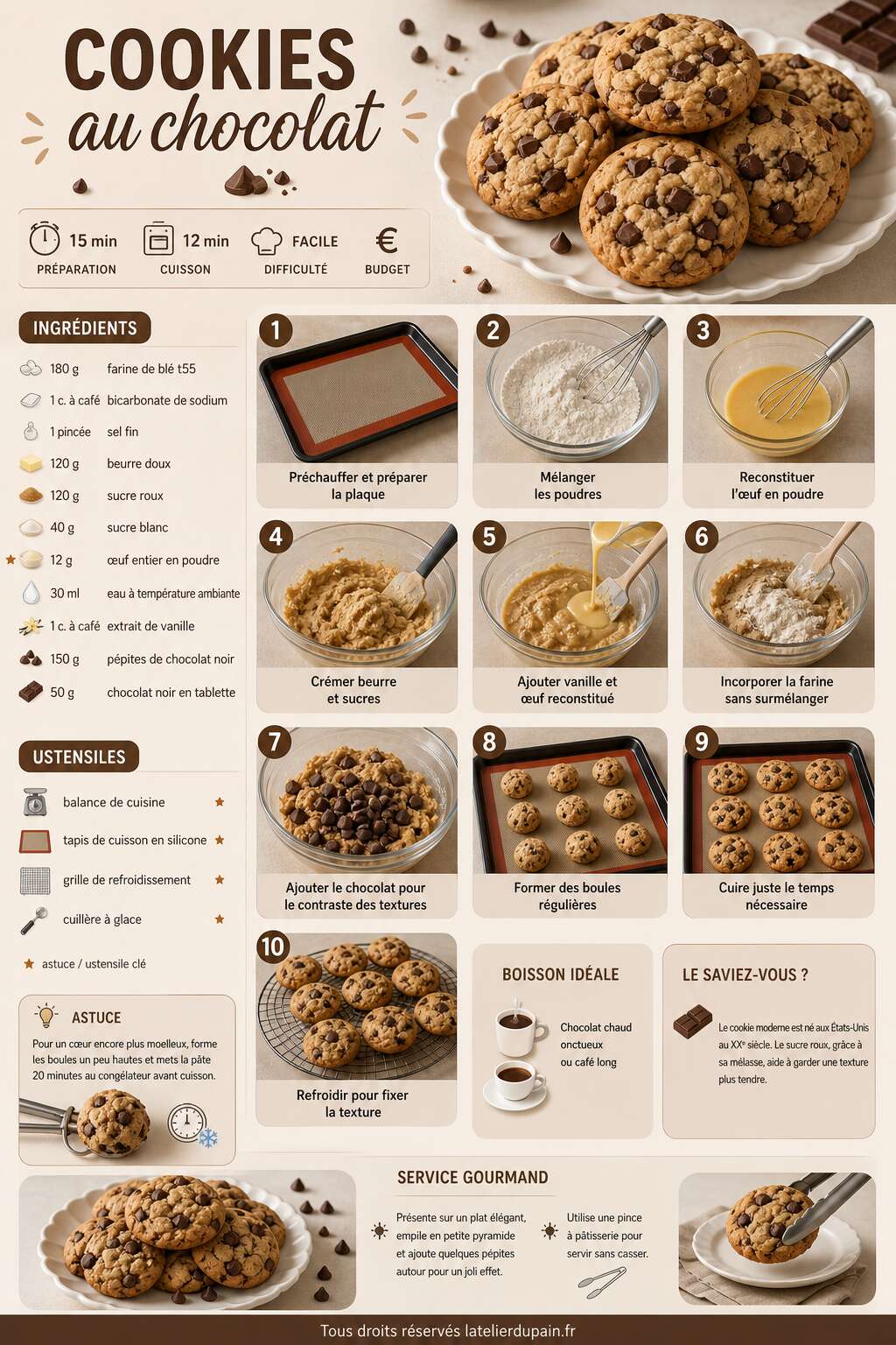 Fiche recette Comment faire des cookies au chocolat