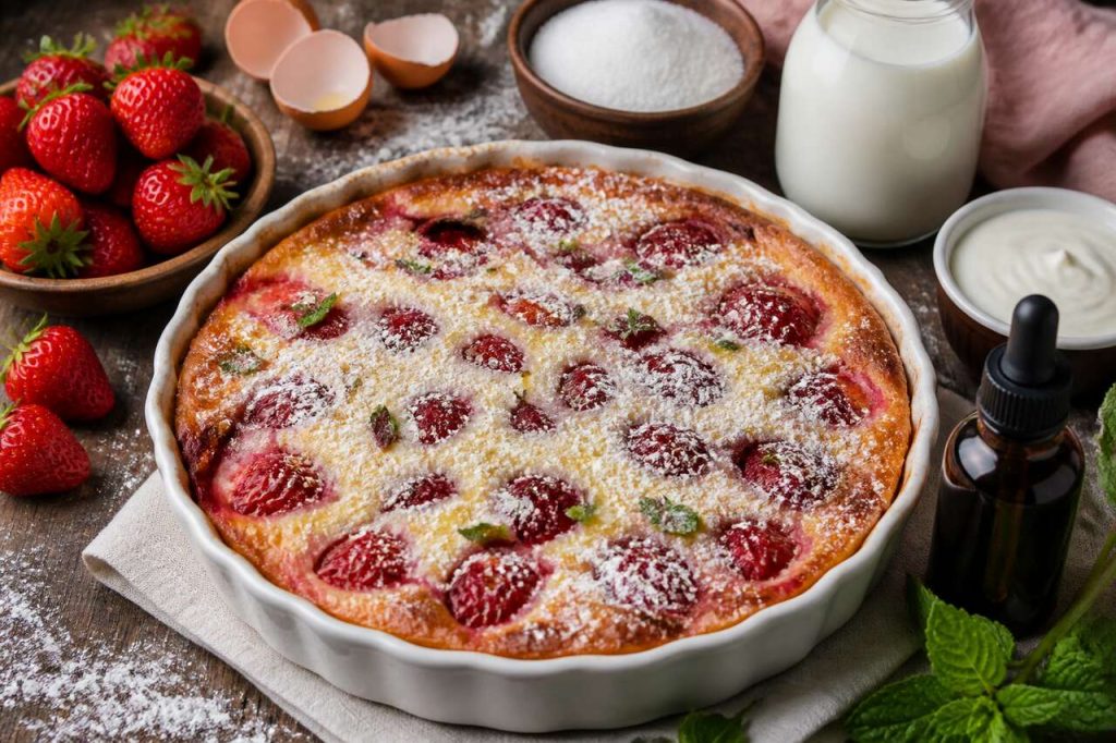 Recette du clafoutis de fraises à la menthe