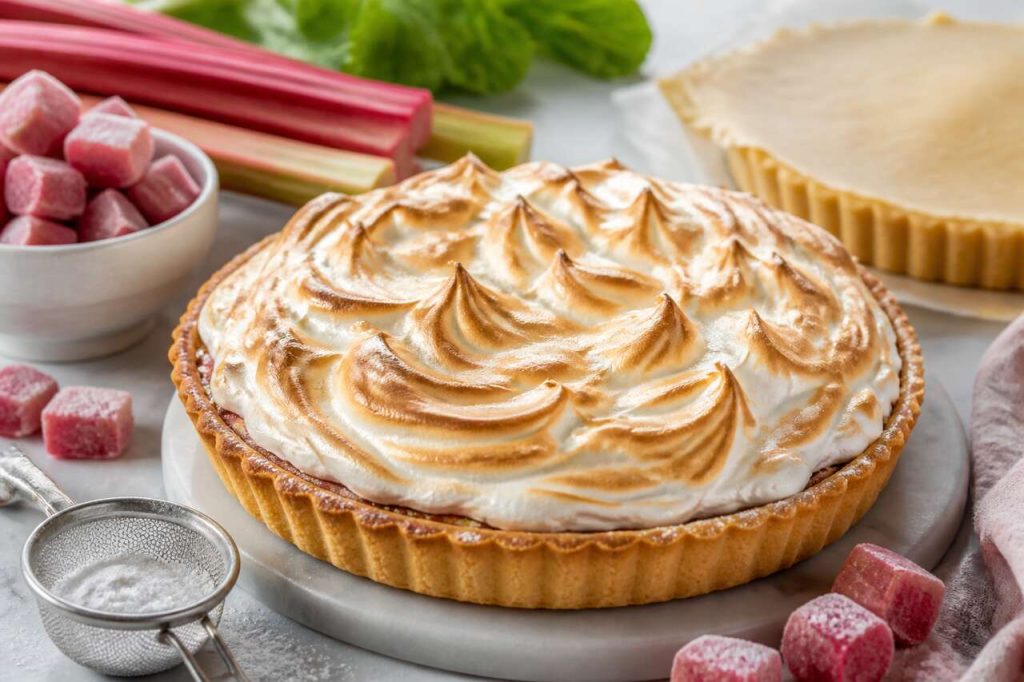 Recette de tarte à la rhubarbe meringuée au Thermomix