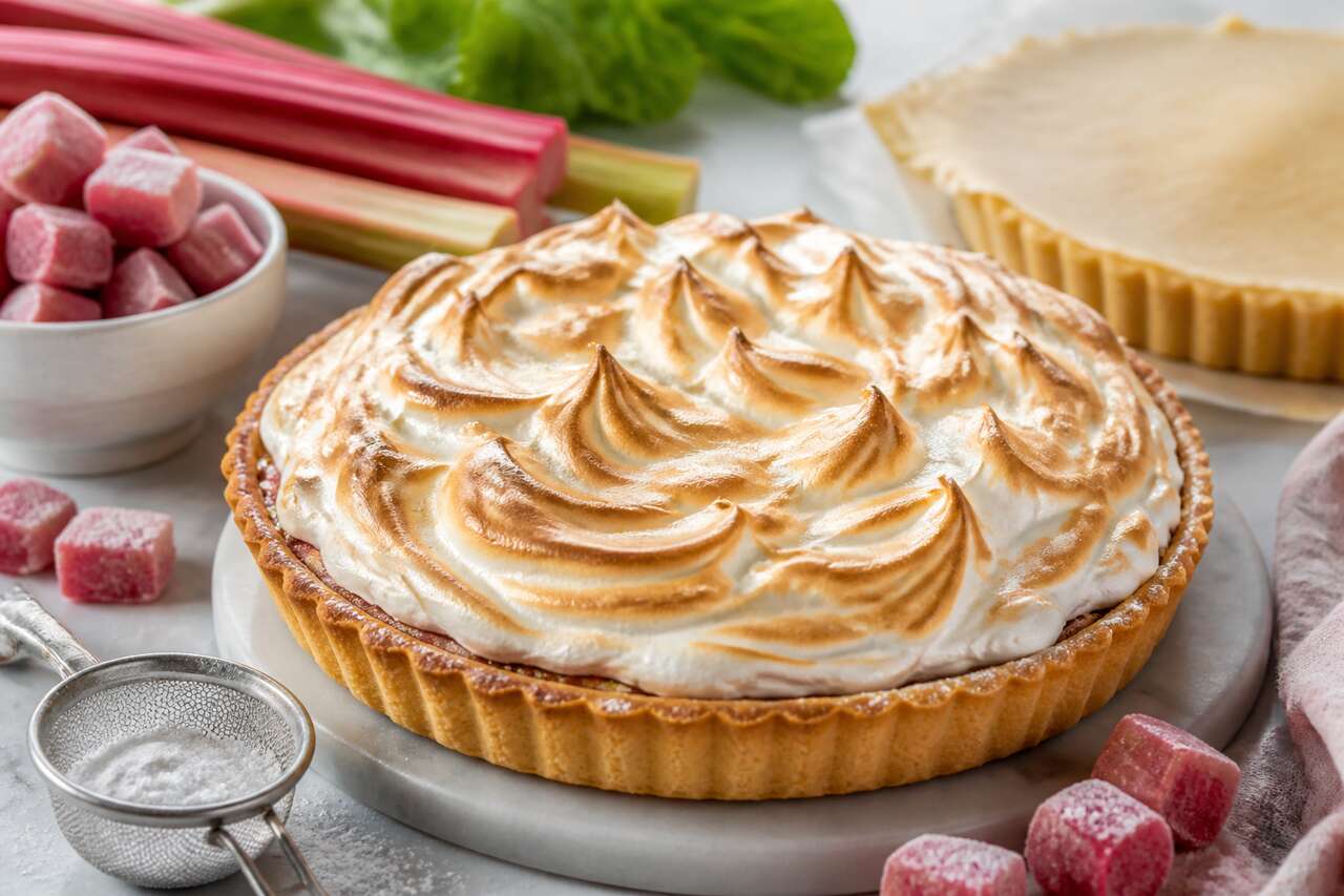 Recette de tarte à la rhubarbe meringuée au Thermomix