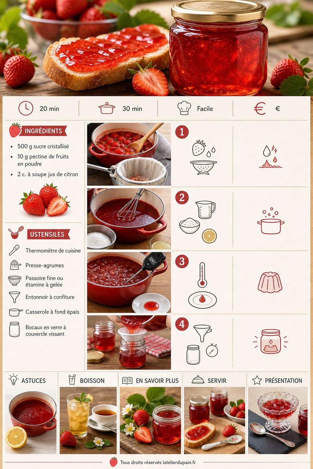 Fiche recette Recette facile de gel&eacute;e de fraises maison