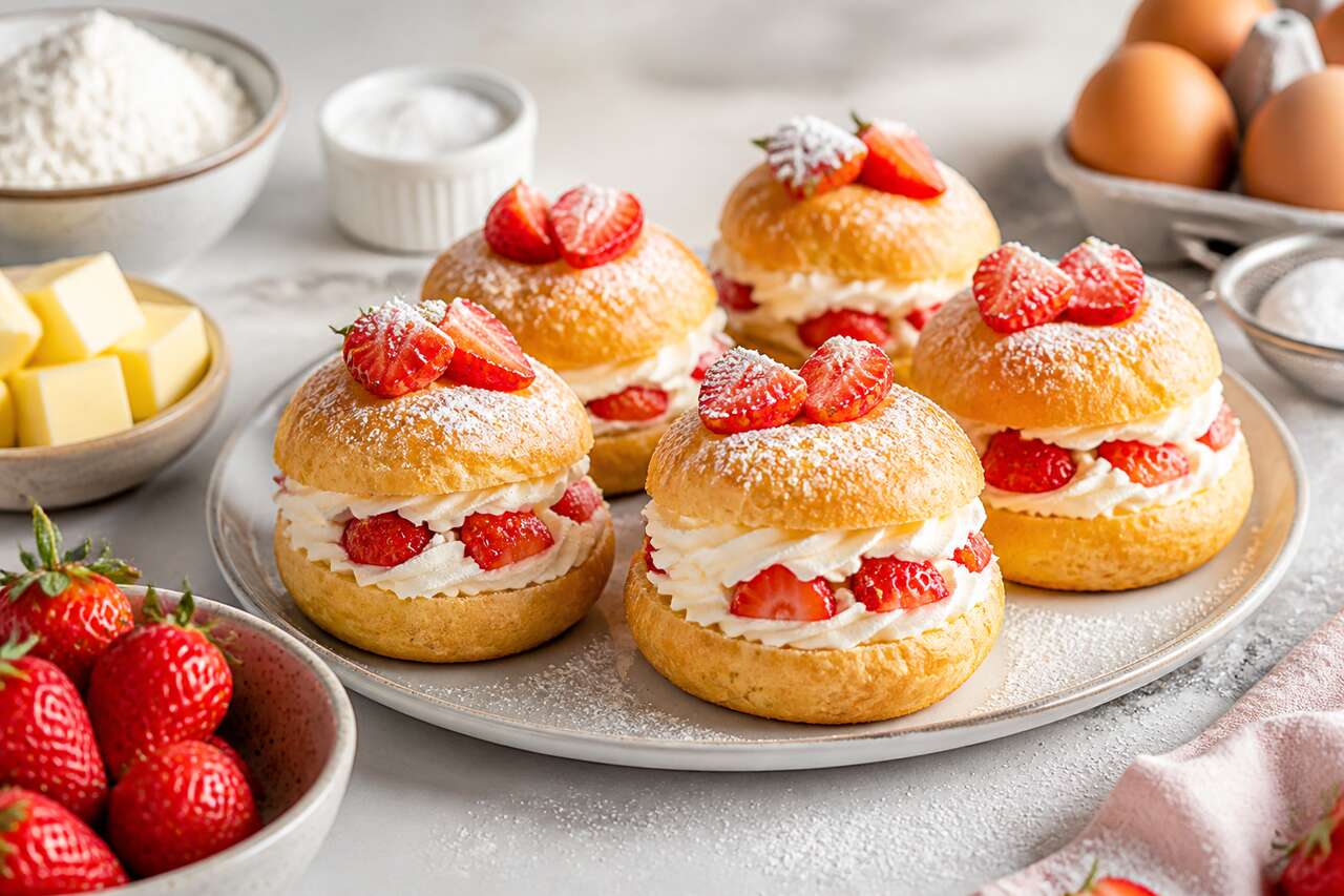 Recette facile de petits choux aux fraises