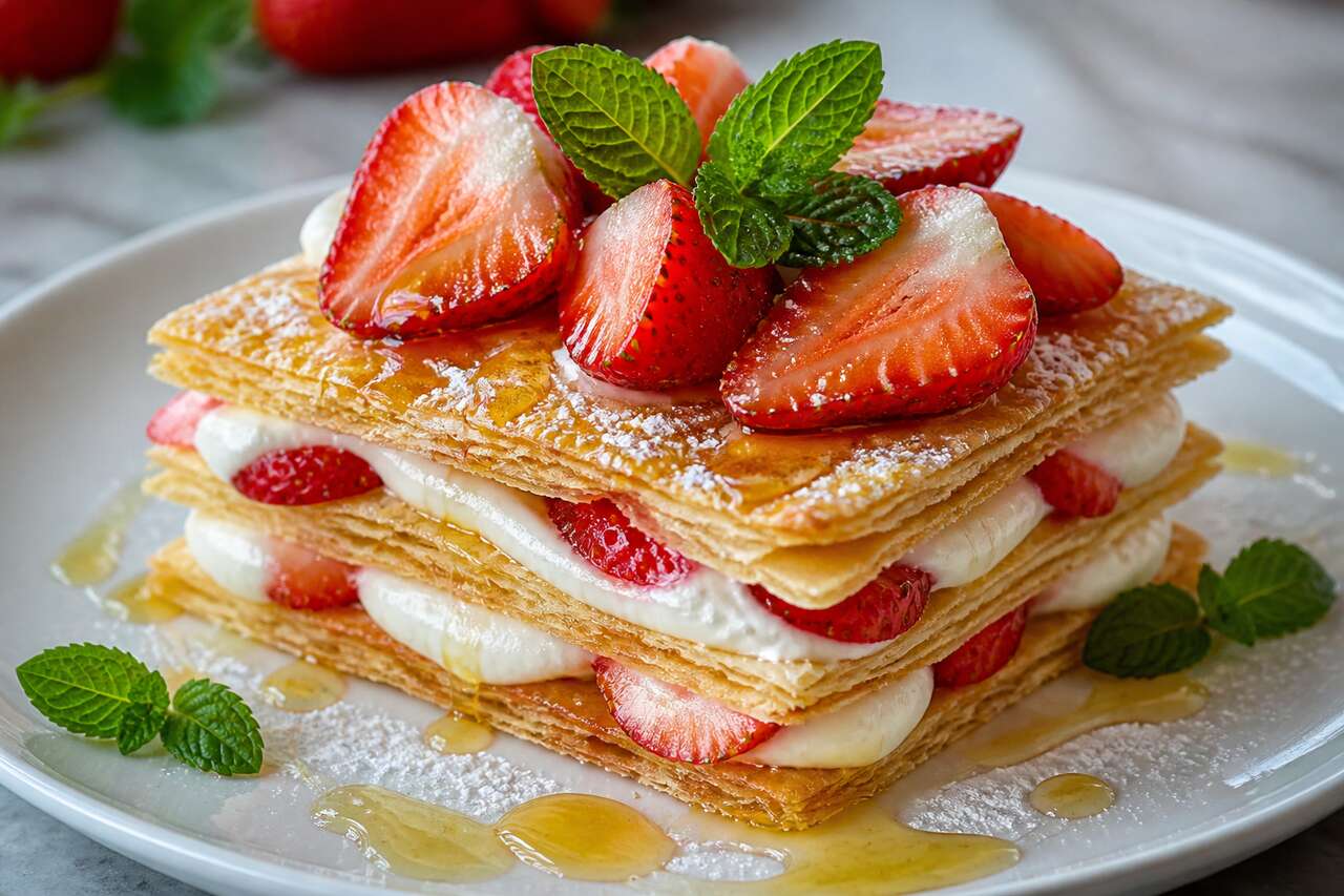 Recette du millefeuille de fraise à la crème de chèvre