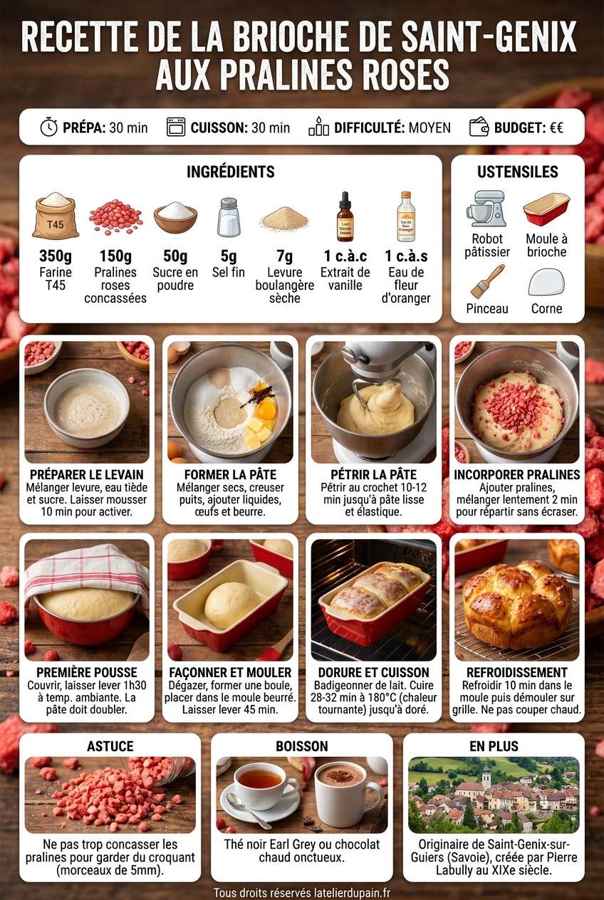 Fiche recette Recette de la brioche de Saint-Genix aux pralines roses Fiche recette Recette de la brioche de Saint-Genix aux pralines roses