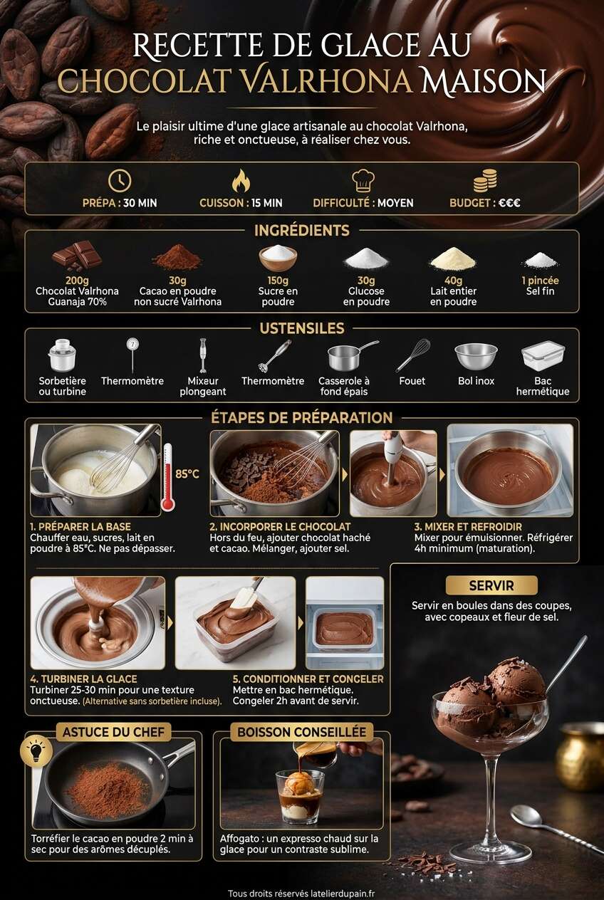 Fiche recette Recette de glace au chocolat Valrhona maison
