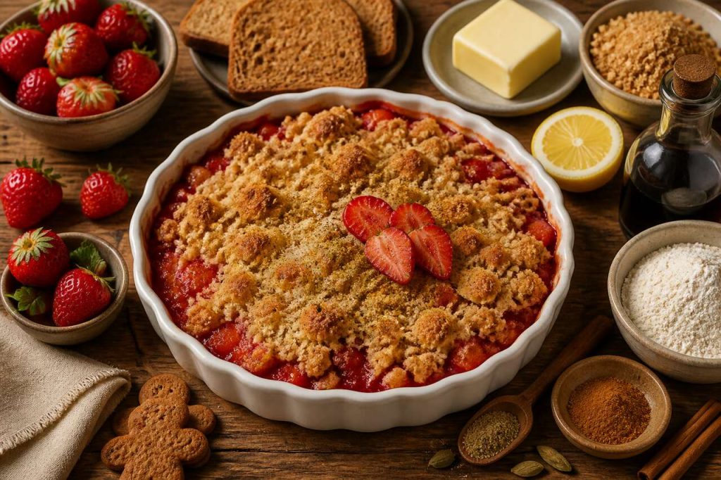 Recette du crumble de fraises au pain d'épices