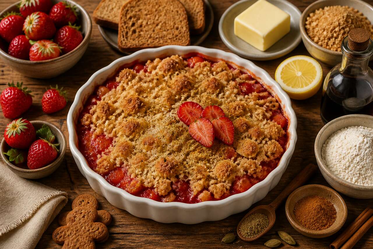 Recette du crumble de fraises au pain d'épices