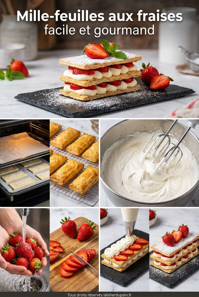 Fiche recette Recette du mille-feuilles aux fraises facile et gourmand