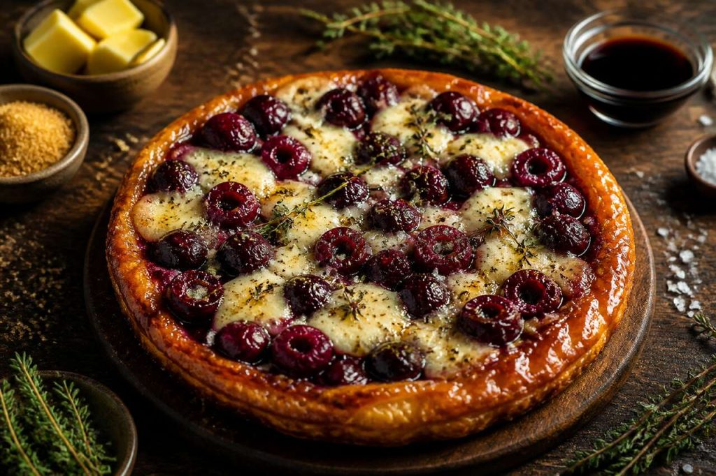 Recette de tartes tatin à la cerise et à la tomme de brebis basque