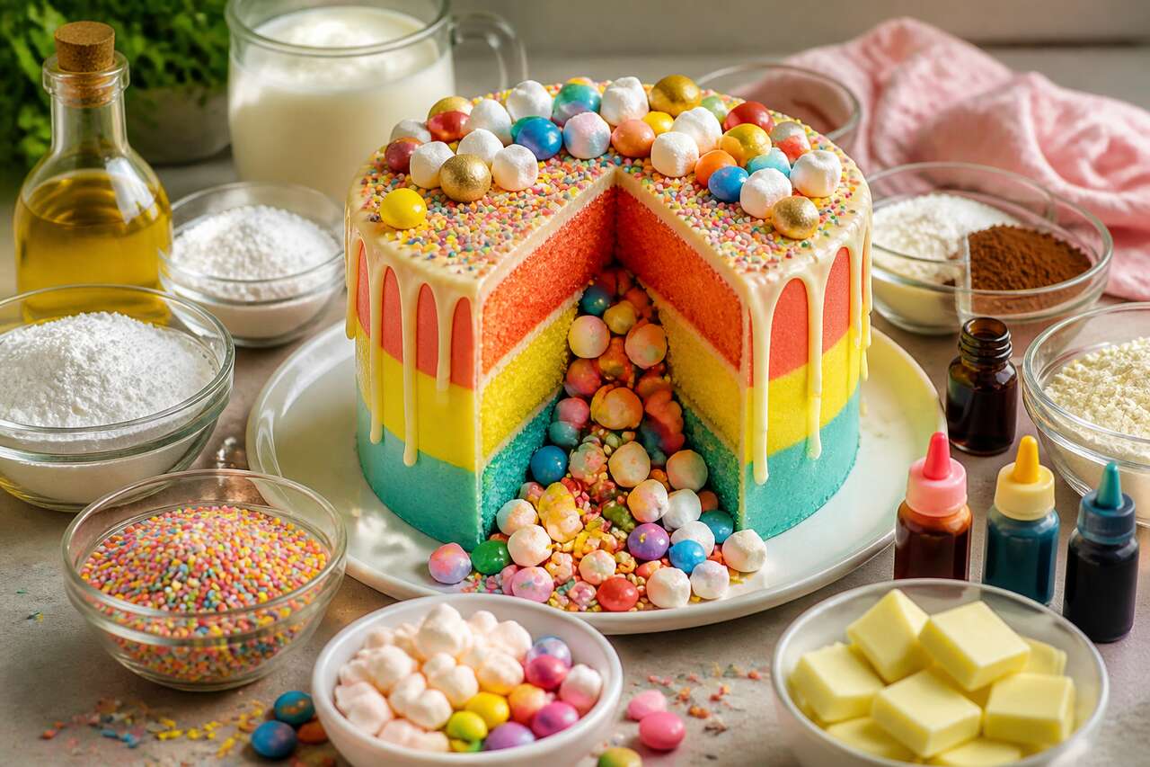 Recette du gâteau piñata d'été aux bonbons surprise