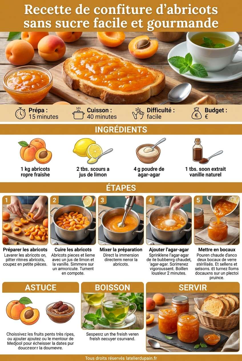 Fiche recette Recette de confiture d'abricots sans sucre facile et gourmande