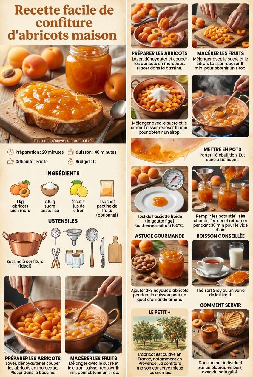 Fiche recette Recette facile de confiture d'abricots maison