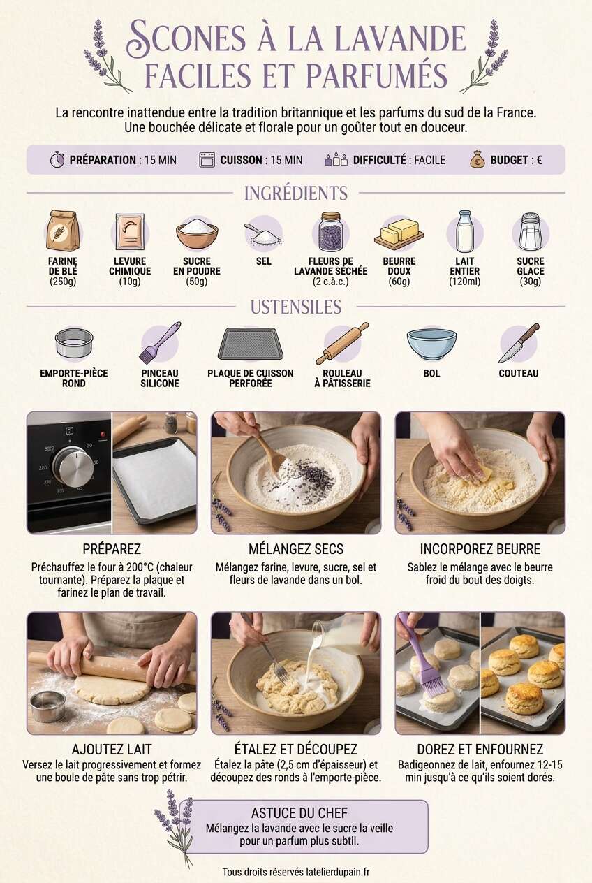 Fiche recette Recette de scones &agrave; la lavande faciles et parfum&eacute;s