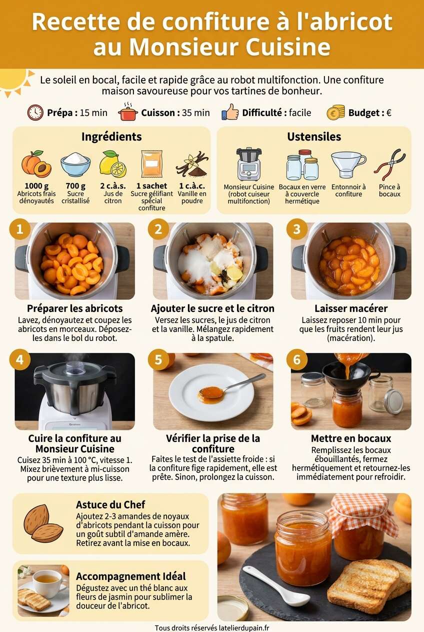 Fiche recette Recette de confiture &agrave; l'abricot au Monsieur Cuisine