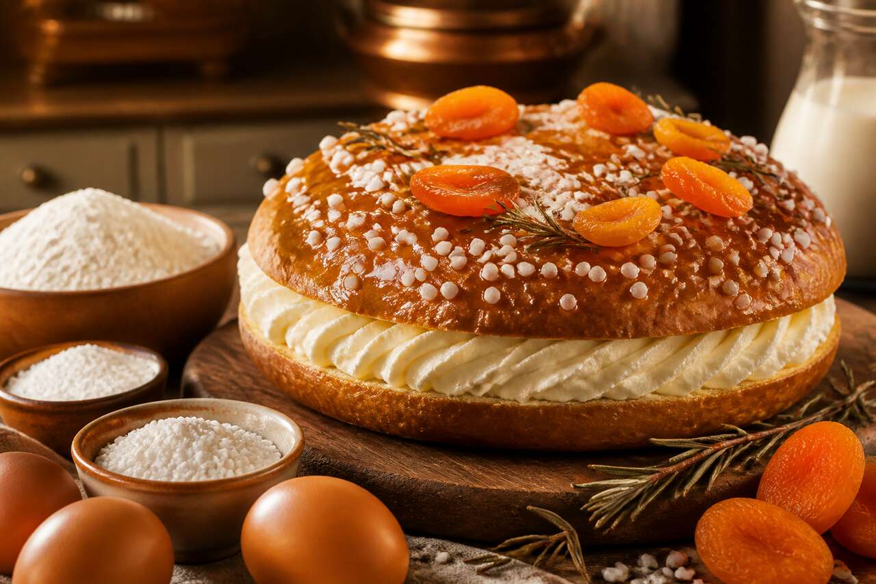 Recette de tarte tropézienne au miel, romarin et abricot