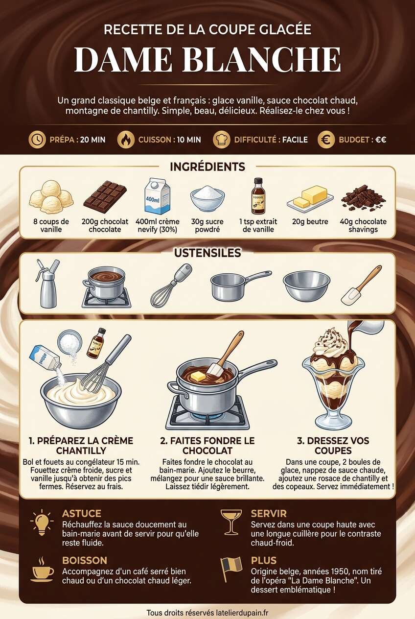Fiche recette Recette de la coupe glac&eacute;e dame blanche