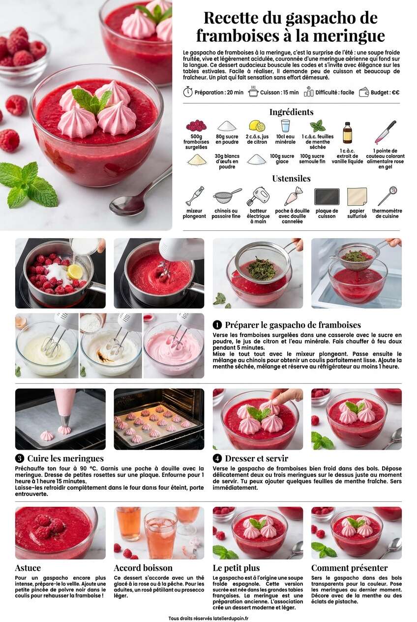 Fiche recette Recette du gaspacho de framboises &agrave; la meringue
