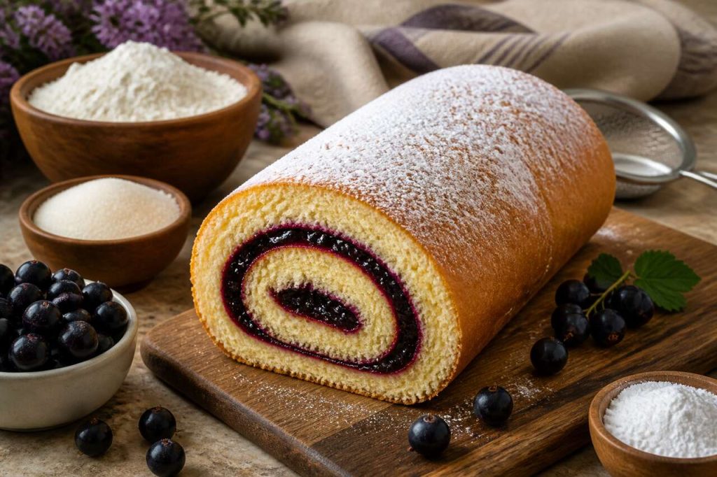 Recette du gâteau roulé à la confiture de cassis