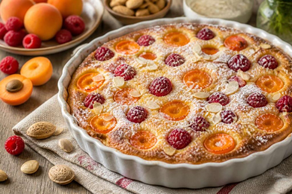 Recette du clafoutis aux abricots et aux framboises