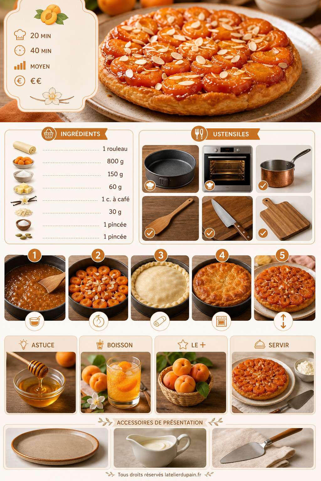 Fiche recette Recette de la tarte tatin aux abricots Fiche recette Recette de la tarte tatin aux abricots