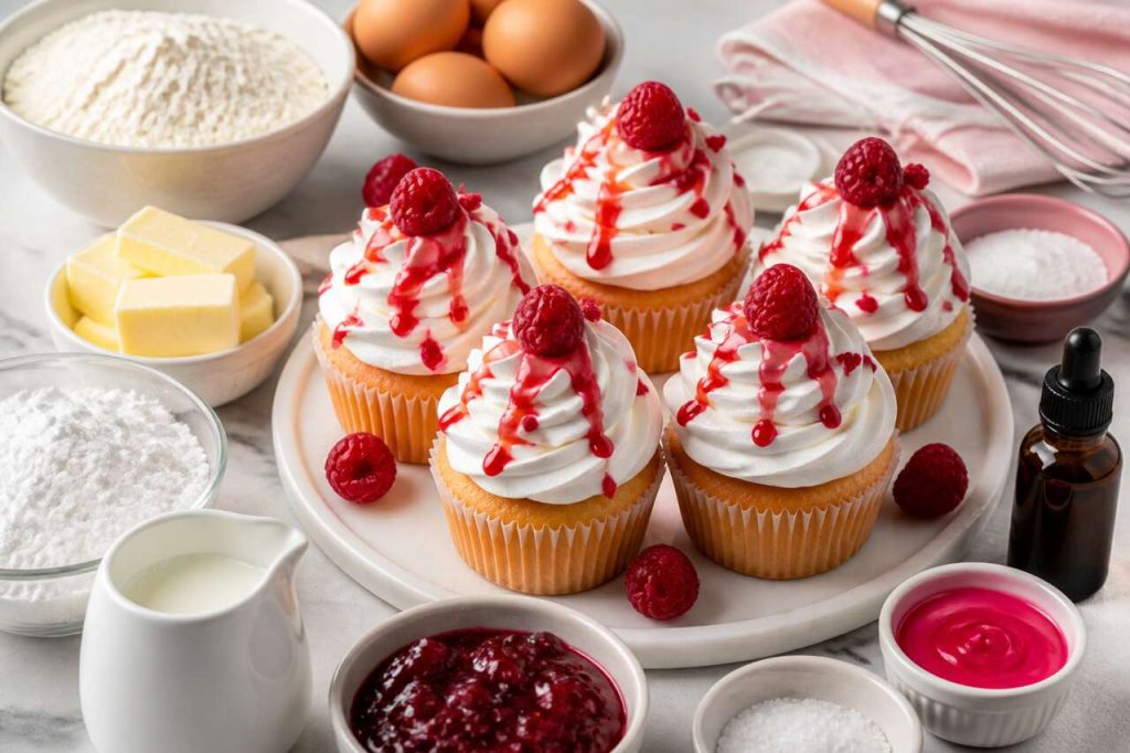 Recette de cupcakes meringués à la framboise