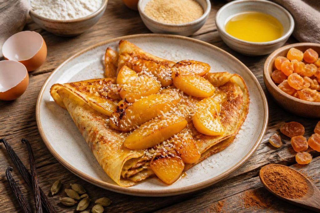 Recette de crêpes à la mangue poêlée