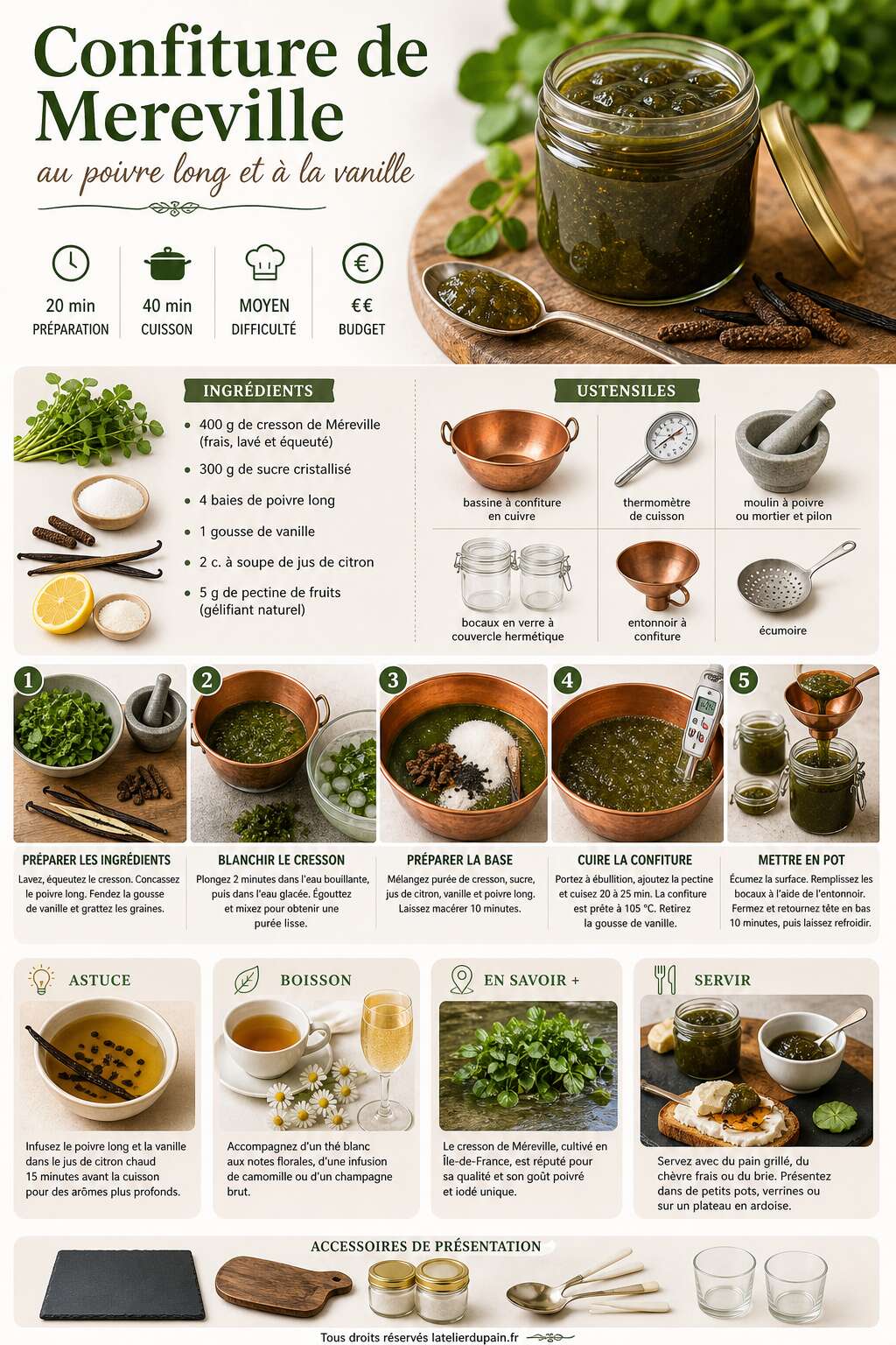 Fiche recette Recette de confiture de Mereville au poivre long et &agrave; la vanille
