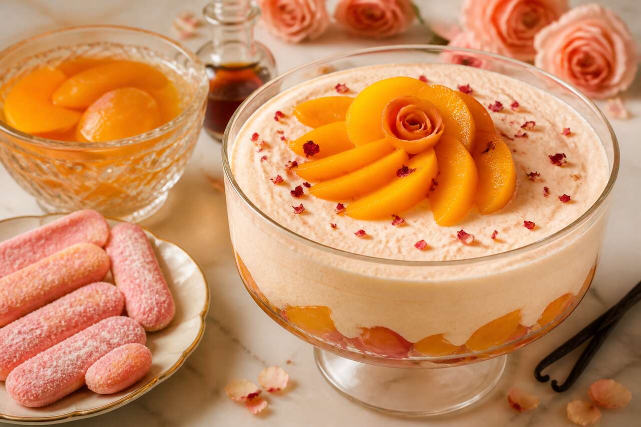 Recette de mousse de pêches aux biscuits roses de Reims