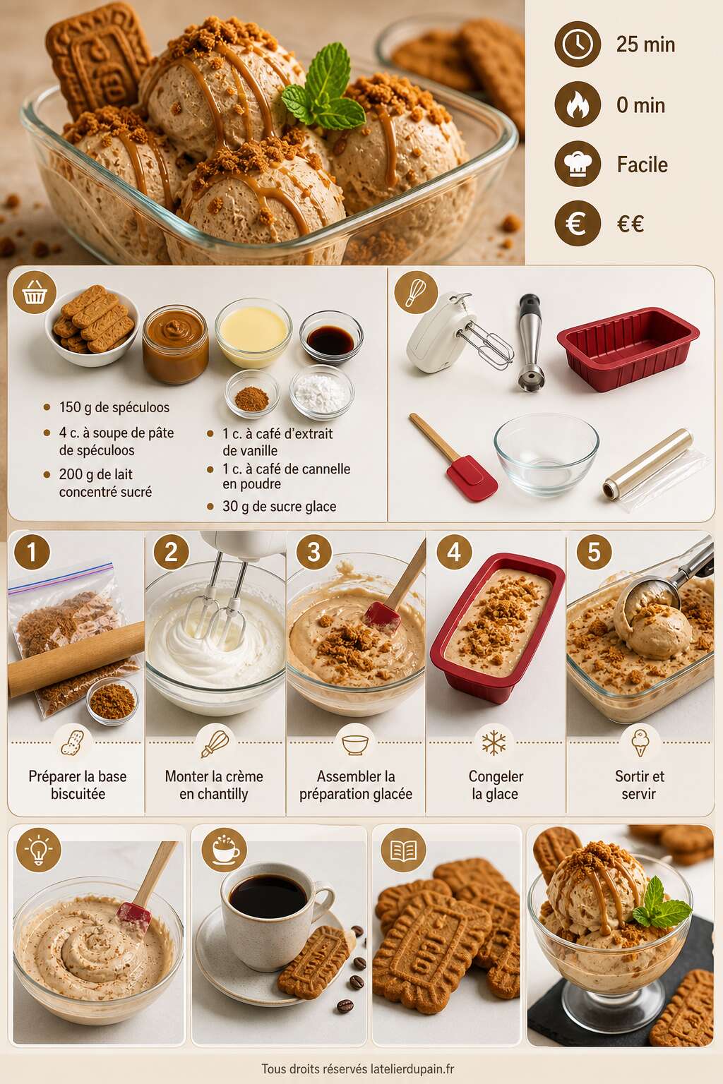Fiche recette Recette de glace aux sp&eacute;culoos maison facile et gourmande