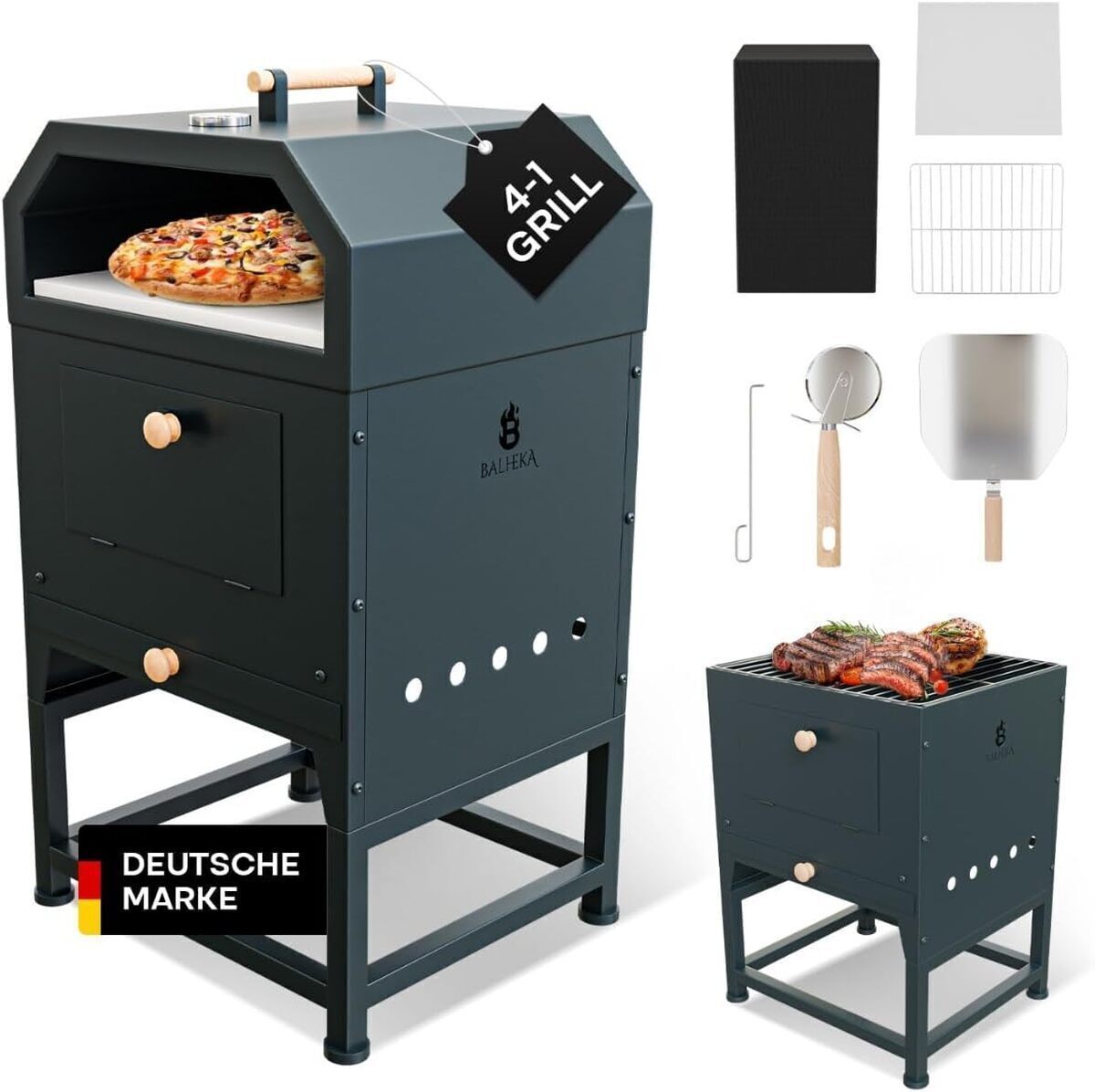Test du four à pizza d'extérieur Balheka© 2-en-1 avec accessoires XXL