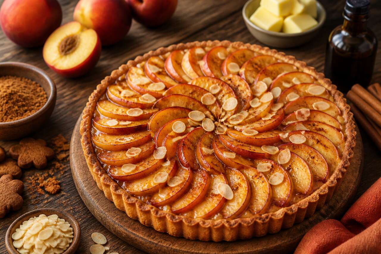 Recette de tarte aux nectarines et au pain d'épices