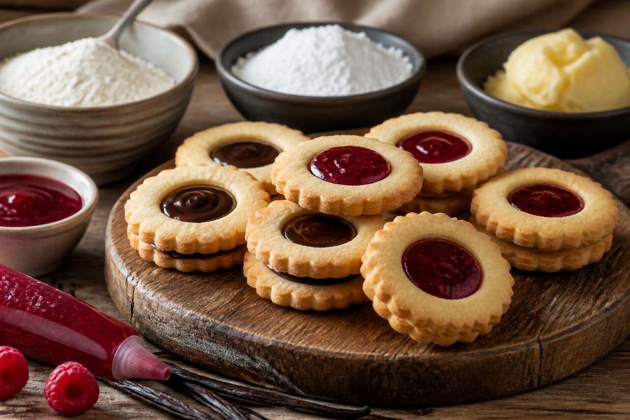 Recette de sablés fourrés à la ganache café ou framboises