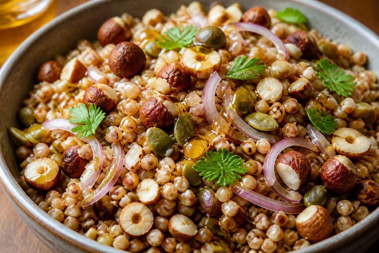 Recette de salade de sarrasin au miel et échalotes