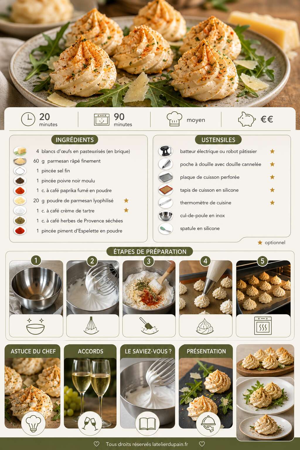 Fiche recette Recette de meringue sal&eacute;e : une id&eacute;e originale et croustillante