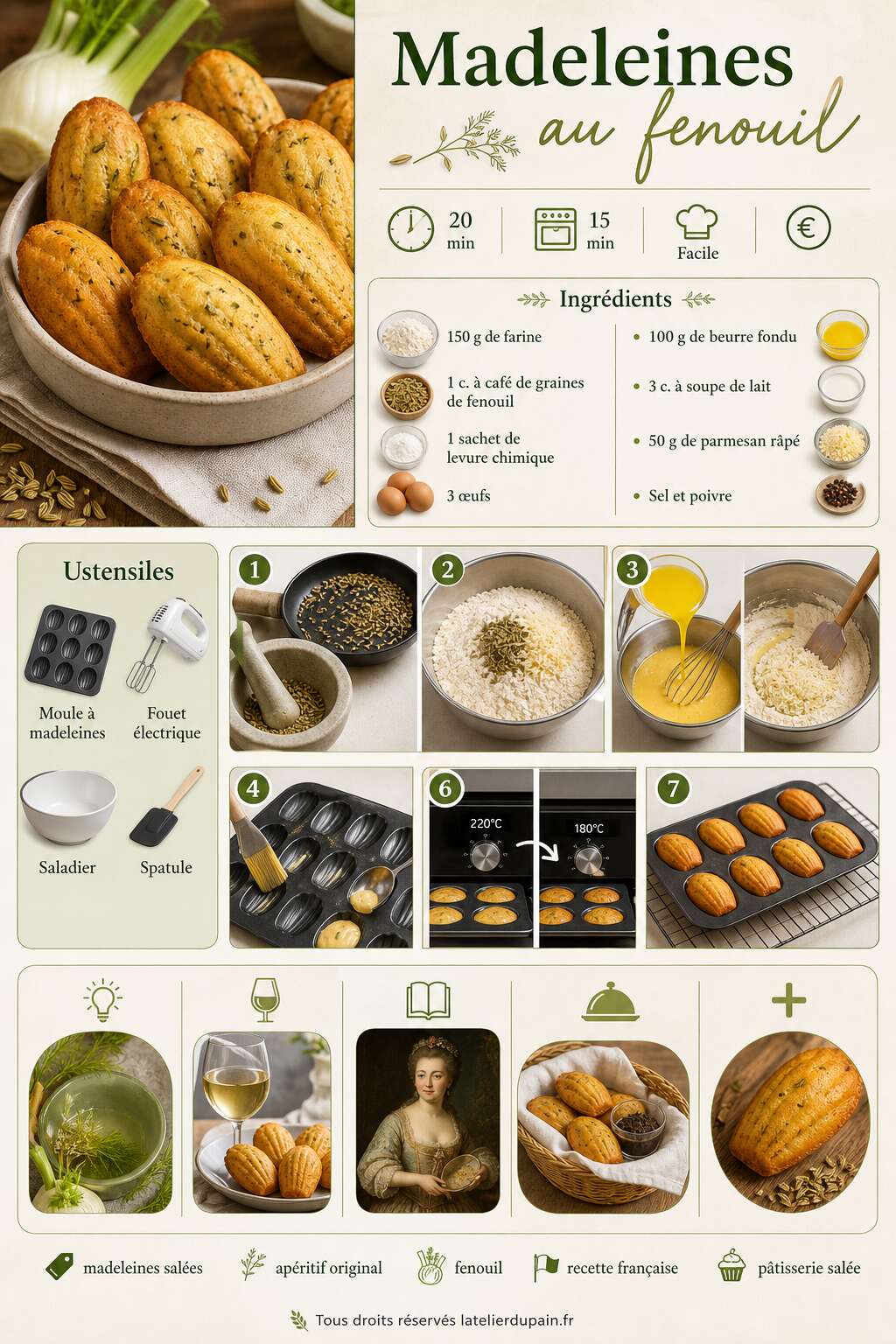 Fiche recette Recette de madeleines au fenouil : originales et parfumées Fiche recette Recette de madeleines au fenouil : originales et parfumées