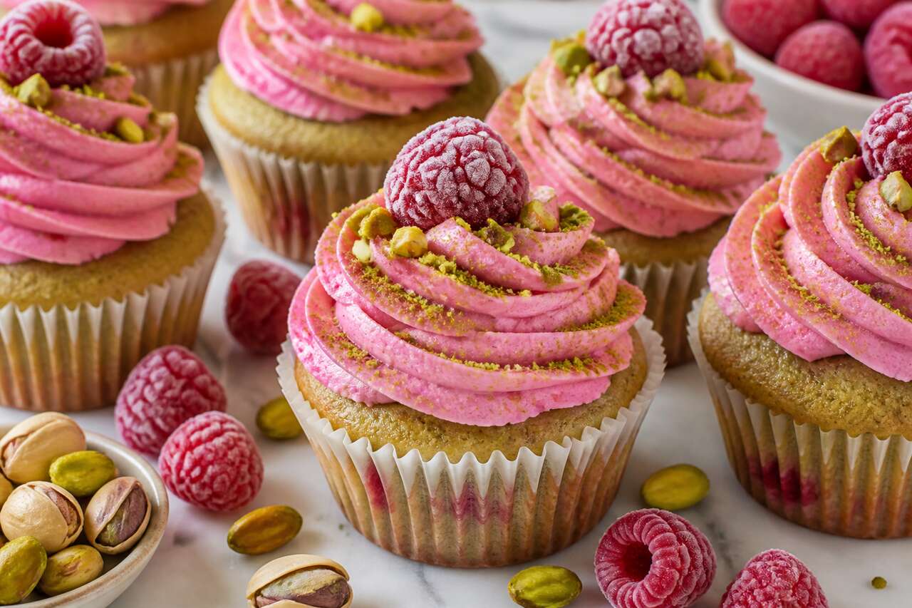 Recette de cupcakes framboises et pistaches