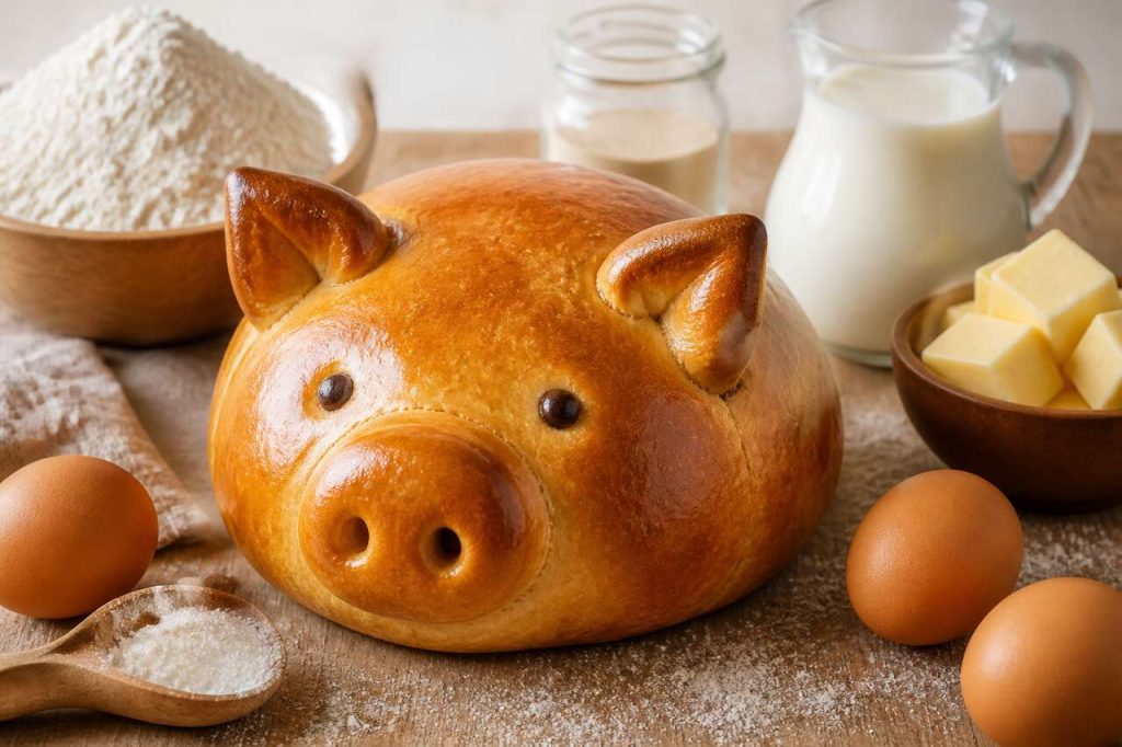 Recette de pain brioché en forme de cochon