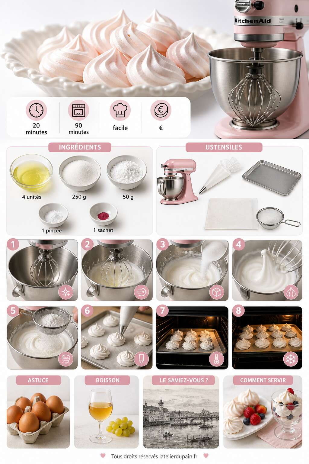 Fiche recette Recette de meringue au KitchenAid : l&eacute;g&egrave;re et croustillante