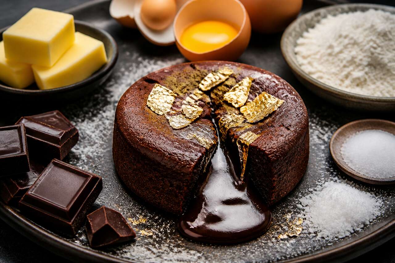 Recette du fondant au chocolat à la feuille d'or