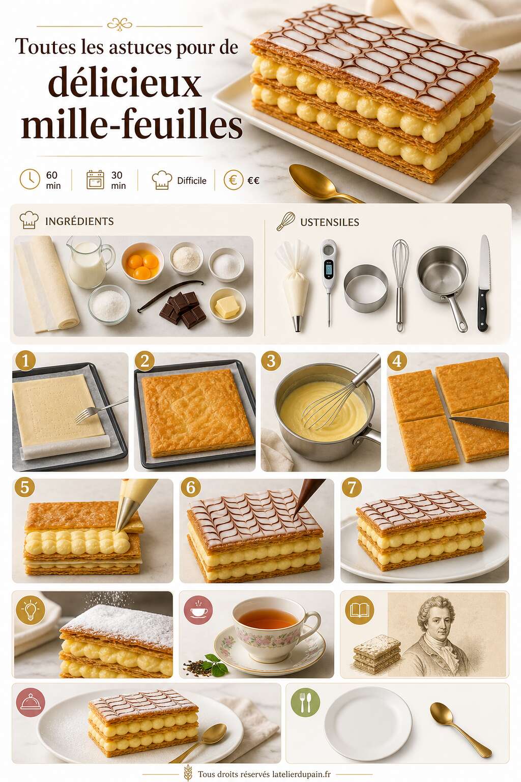 Fiche recette Toutes les astuces pour de délicieux mille-feuilles Fiche recette Toutes les astuces pour de délicieux mille-feuilles