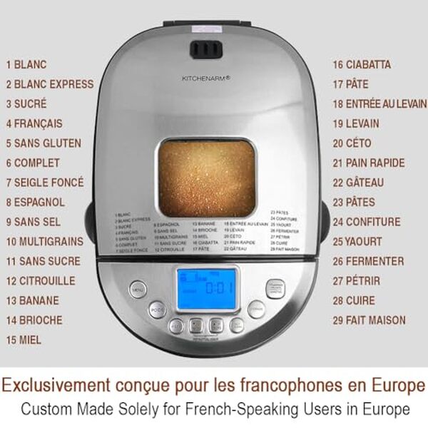 Découvrez notre test complet de la machine à pain Kitchenarm 29 en 1 : fonctionnalités intelligentes, options sans gluten et design inox pour des pains faits maison.