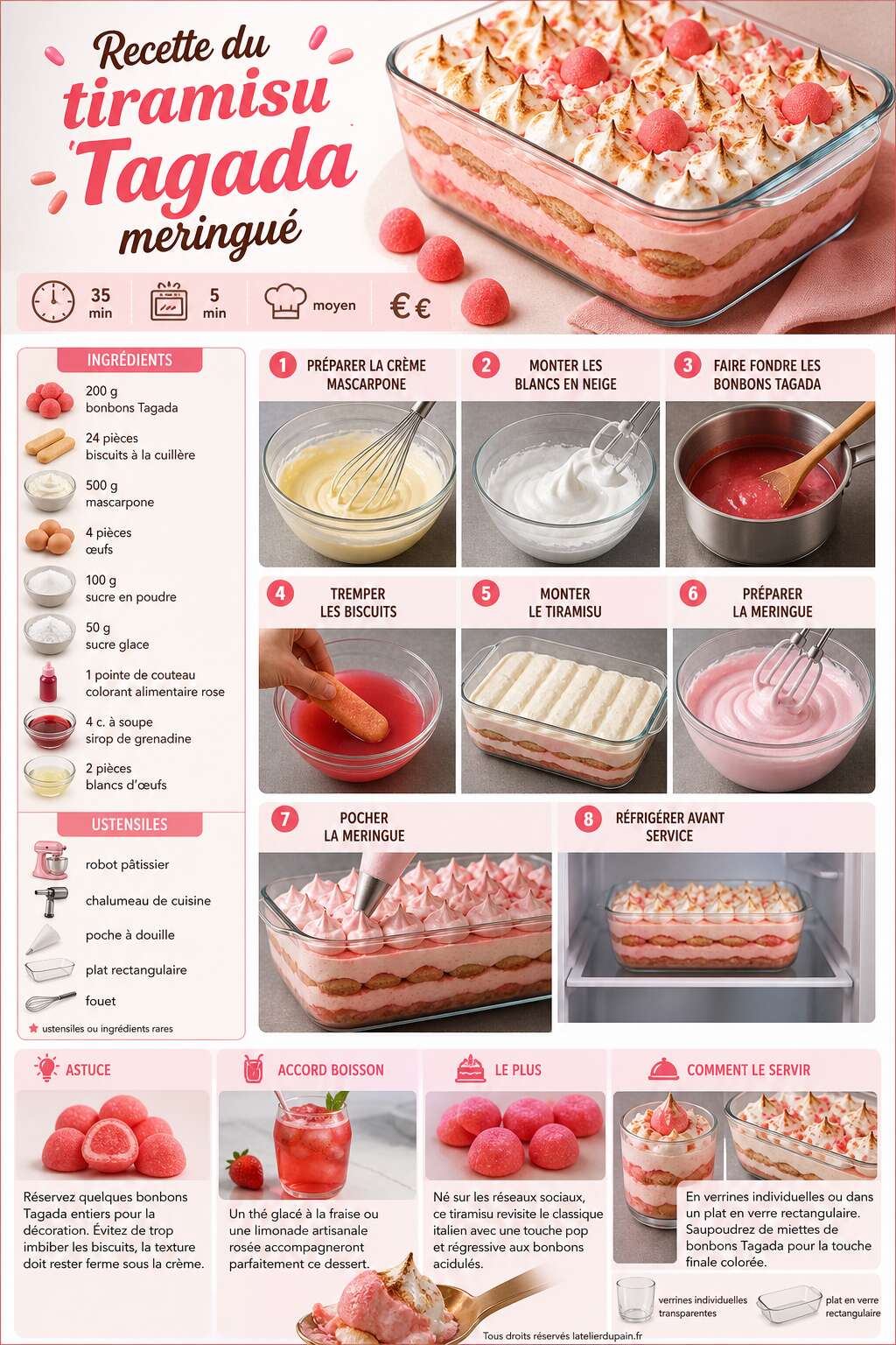 Fiche recette Recette du tiramisu Tagada meringu&eacute;