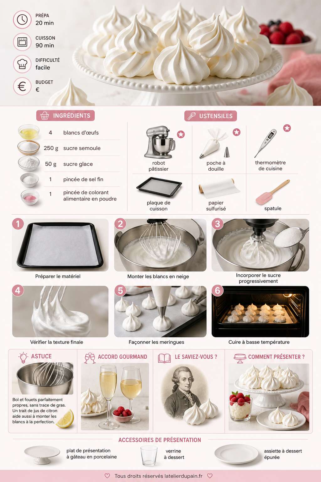 Fiche recette Recette de meringue &agrave; l'air : l&eacute;g&egrave;re et croustillante