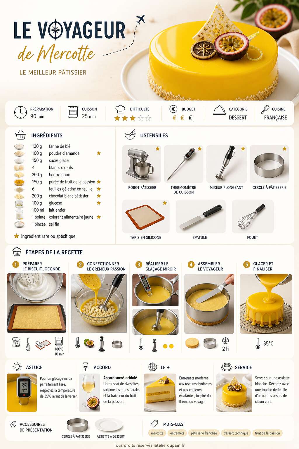 Fiche recette Le voyageur : recette de l'&eacute;preuve technique de Mercotte dans Le meilleur p&acirc;tissier