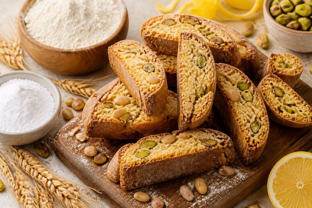 Recette de biscottis aux pignons et pistaches