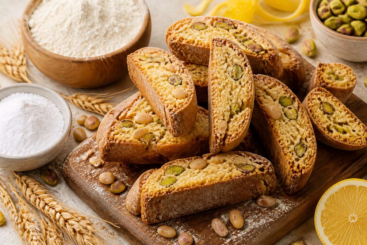 Recette de biscottis aux pignons et pistaches