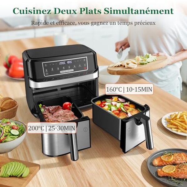 Découvrez notre test détaillé de cette friteuse sans huile 9L avec double compartiment : performances, avantages et verdict final pour bien choisir votre air fryer. 