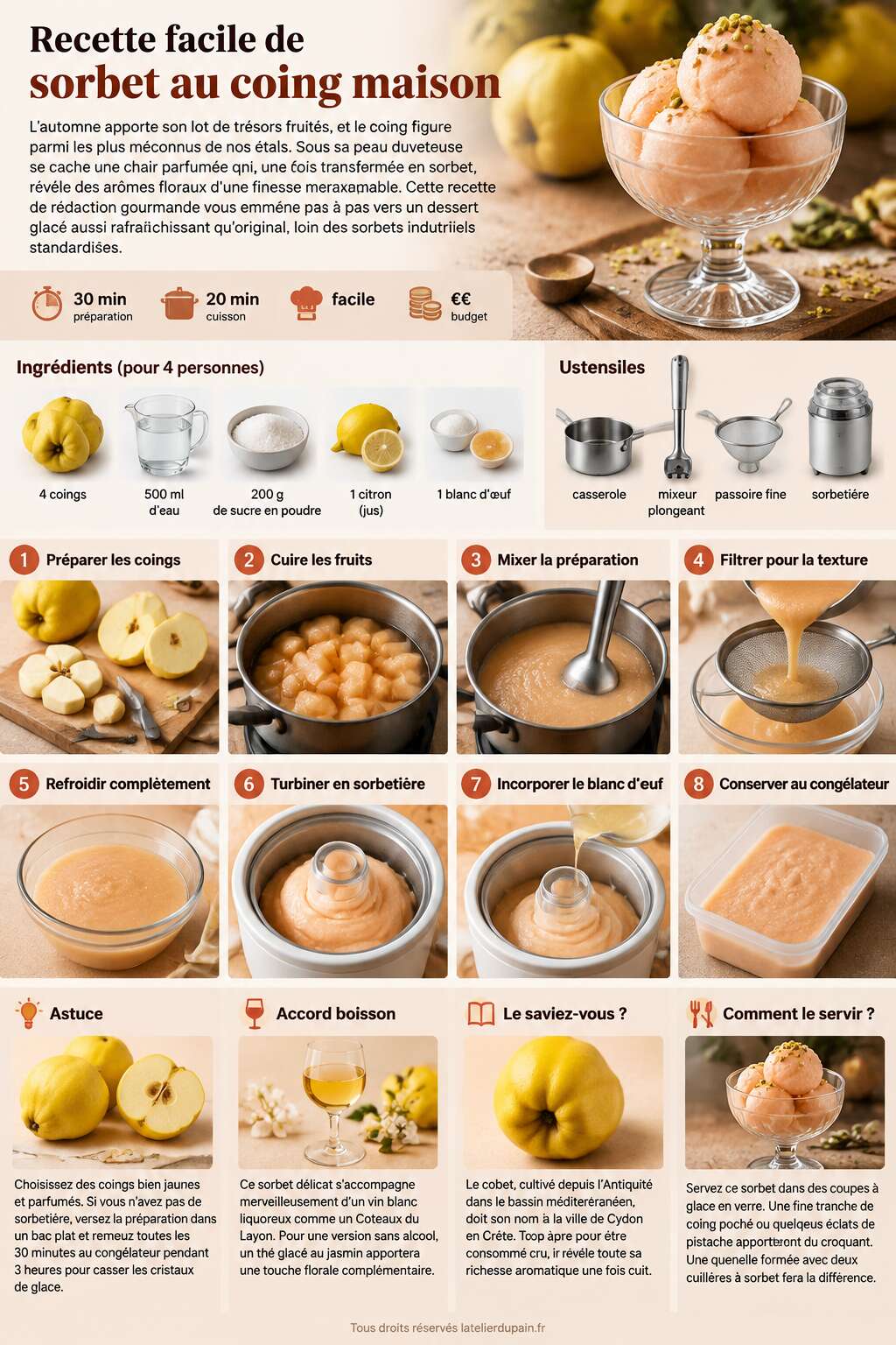 Fiche recette Recette facile de sorbet au coing maison Fiche recette Recette facile de sorbet au coing maison