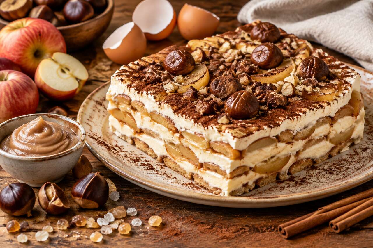 Recette du tiramisu aux pommes et aux marrons