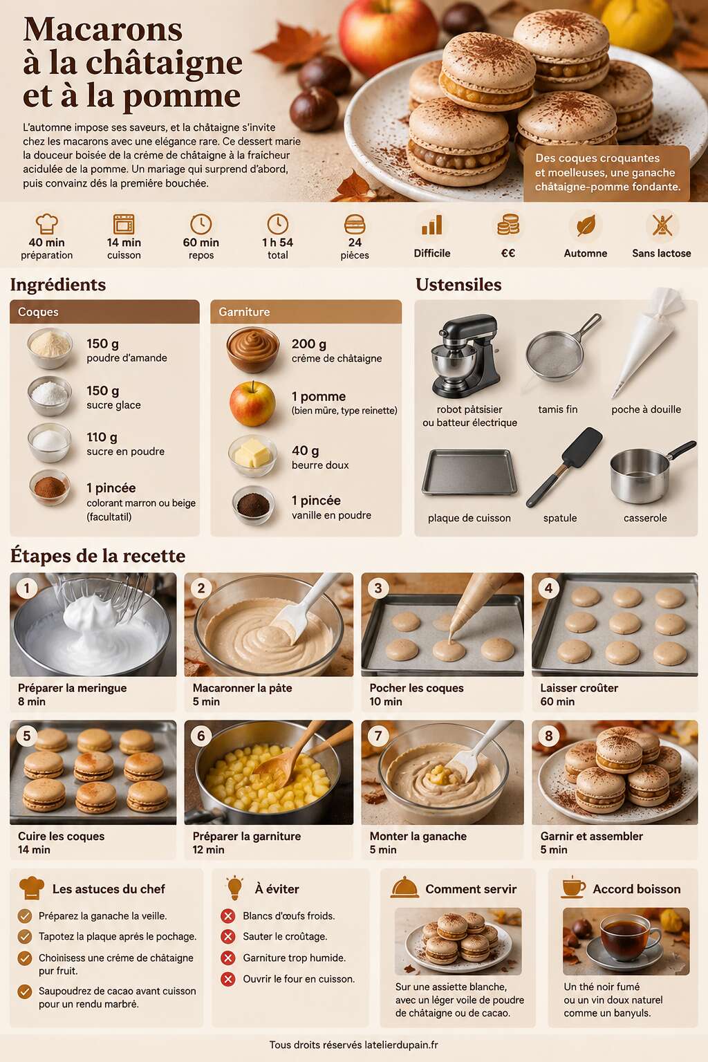 Fiche recette Recette de macarons &agrave; la ch&acirc;taigne et &agrave; la pomme